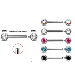 Surgical Steel 316L Barbell Front Facing Balls - Internally Threaded - AAA Laser Cut Crystals - Quality tested by Sheffield Assay Office England