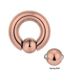 Rose Gold Plated Ball Closure Ring BCR , Captive Ball Hoops PA Ring with Spring Ball