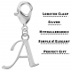Silver Initials Charm with Spring Lobster Clasp - Fits All Pandora Bracelets - Letters A to Z