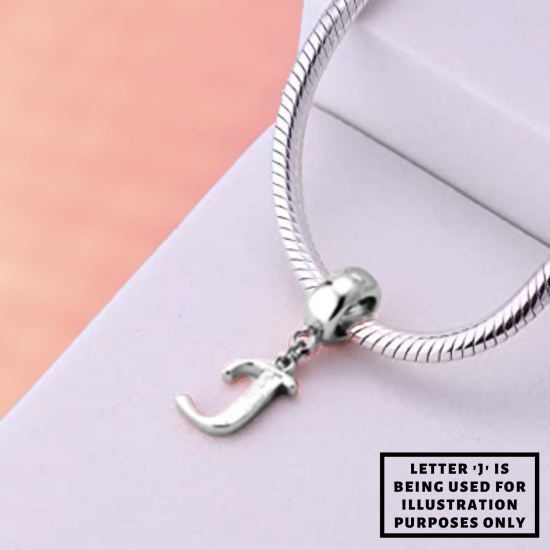 Silver Initials Charm for  Pandora and Troll Bracelet - Fits All Pandora Bracelets - Letters A to Z