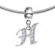 Bracelet compatible Silver Initial Charm with CZ  Crystals - Fits all European Bracelets - Letters A to Z