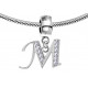 Bracelet compatible Silver Initial Charm with CZ  Crystals - Fits all European Bracelets - Letters A to Z