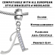 Bracelet compatible Silver Initial Charm with CZ  Crystals - Fits all European Bracelets - Letters A to Z