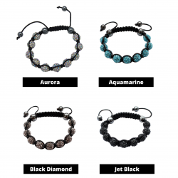 Braided Bracelet with Disco Ball CZ Crystal Glitter Ball Bling Bling - Adjustable Cord - Multiple Crystal Friendship Bracelet