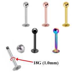 Surgical Steel Labret Piercing  for Lips, Nose and Tragus - 18G (1.0mm)  - Quality tested by Sheffield Assay Office England