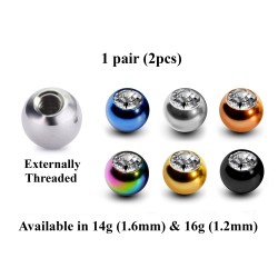 Body Jewellery Replacement Coloured Gem Ball - AAA Laser Cut Crystals (2pcs)