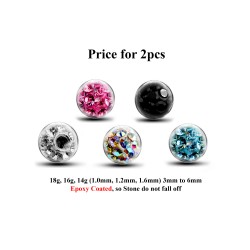 Epoxy Coated Shamballa Threaded Balls - (2PCS) - 14g to 20g size 3mm to 6mm