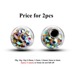Epoxy Coated Shamballa Threaded Balls - (2PCS) - 14g to 20g size 3mm to 6mm