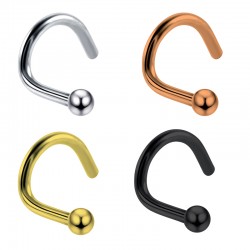 Nostril Screw Ball Stud - 18g Nose Jewelry top Ball Fixed size 2mm - Available in Many Colours Steel, Gold, Black, Rose Gold