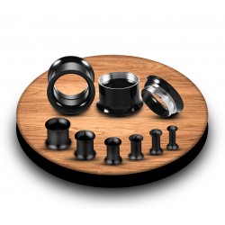 Double Flared Black Stainless Steel Eyelet Tunnel Ear Stretcher Plug - Expander Body Piercing - Quality tested at Sheffield Assay England