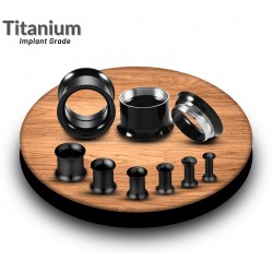 Titanium Double Flared Black Eyelet Tunnel Ear Stretcher Plug - Expander Body Piercing - Quality tested at Sheffield Assay England