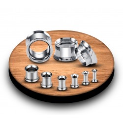 Double Flared Stainless Steel Eyelet Tunnel Ear Stretcher Plug Screw- Expander Body Piercing - Quality tested at Sheffield Assay England