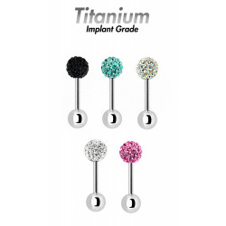 Titanium Barbell Piercing with Shamballa/ Ferido Crystal Ball 