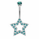 Sterling Silver Star Shape CZ Crystal Studded Belly Bars 1.6mm / 14G - Various Colours - All our Jewellery is Quality Checked by Sheffield Assay office