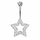 Sterling Silver Star Shape CZ Crystal Studded Belly Bars 1.6mm / 14G - Various Colours - All our Jewellery is Quality Checked by Sheffield Assay office