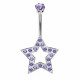 Sterling Silver Star Shape CZ Crystal Studded Belly Bars 1.6mm / 14G - Various Colours - All our Jewellery is Quality Checked by Sheffield Assay office