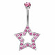 Sterling Silver Star Shape CZ Crystal Studded Belly Bars 1.6mm / 14G - Various Colours - All our Jewellery is Quality Checked by Sheffield Assay office