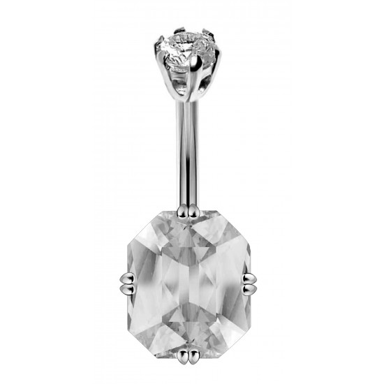 Surgical Steel Belly Bars 1.6mm / 14G with Silver Base Solitaire CZ Crystals - Various Colors