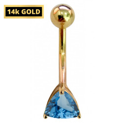 14K Gold Belly Bar - Trillion Cut