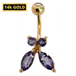 14K Gold Butterfly shaped Belly Bar