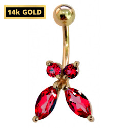 14K Gold Butterfly shaped Belly Bar