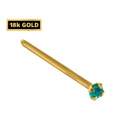 18K Gold Straight Nose Pin with Round CZ Crystals