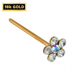 18K Gold Straight Nose Stud - Flower