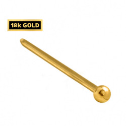18K Gold Straight Nose Stud - Plain Ball 