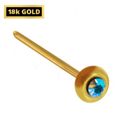 18K Gold Straight Nose Stud - Round