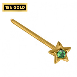 18K Gold Straight Nose Stud - Star