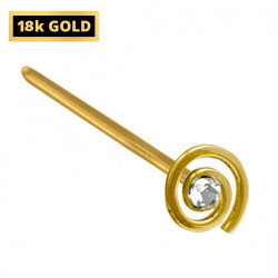 18K Gold Straight Nose Stud - Twirl Design