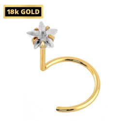 18K Gold Nose Rings - Nose Hoop with Highest Quality Solitaire Star CZ Crystals
