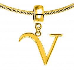 Gold Plated Initials Plain Charm for  Pandora Bracelets - Letters A to Z