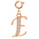 Silver Initials Charm with CZ  Crystals, Rose Gold Plated - Round Spring Clasp