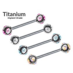 Titanium Multi Stone Straight Barbell Piercing