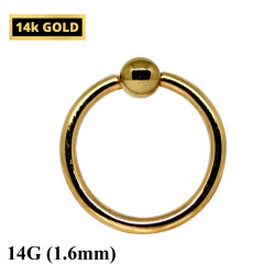 14K Solid Gold Captive Bead Ring Piercing (BCR) - 14G