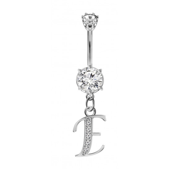 Sterling Silver Dangly Initials Piercing bars with CZ Crystals