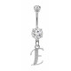 Sterling Silver Dangly Initials Piercing bars with CZ Crystals