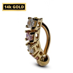 14K Gold Belly Bar - Round Reverse Loop Belly Ring