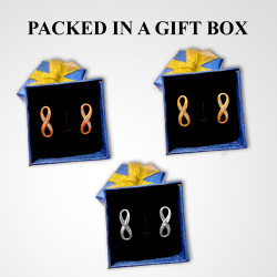 Infinity Stud Earrings - Eternal Design Earrings - 925 Sterling Silver - CZ Crystals - Silver, Gold and Rose Gold