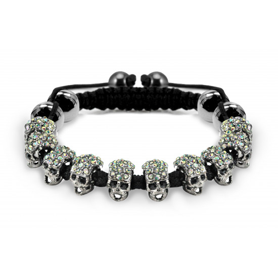 Skull Design Bracelet In Alloy with CZ Crystal Bling - Fits Lovely on Any Wrist - Various Colours