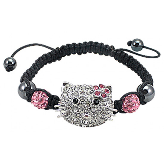 Hello Kitty Bow Design Friendship Bracelet Studded with CZ Crystals - Various Colours