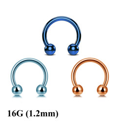 Horseshoe Barbell - 16G (1.2mm) Septum Ring/ Nipple Ring/ Cartilage Earring PA Circular Barbell. Color Teal Blue, Light Blue, Rose Gold - Quality Tested at Sheffield Assay England