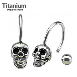 Horseshoe Barbell Skull - Titanium Circular Barbell (CBB) Septum Ring, Nose Ring, Nipple Ring, Eyebrow Piercing  - Various Sizes 1.2MM / 16G - Quality tested by Sheffield Assay Office England