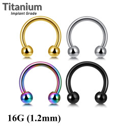 Titanium PA Ring Circular Barbell - Horseshoe Barbell - 16G (1.2mm) Titanium Septum Ring/ Eyebrow Ring/ Cartilage Earring PA Circular Barbell - Quality Tested at Sheffield Assay England