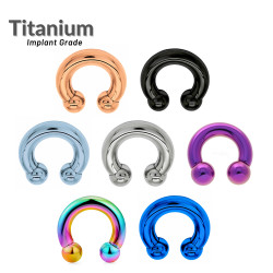 Titanium Horseshoe PA Ring Body Jewelry Piercings - Big Size - Internally Threaded Circular Barbell 00G, 0G, 1G, 2G, 4G, 6G, 8G, 10G, 12G - Quality tested by Sheffield Assay Office England