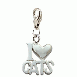 Silver Charm Bead "I Love Cats" Compatible for Pandora All Types Bracelet