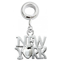 Silver Charm Bead "New York" Compatible for  Pandora All Types Bracelet