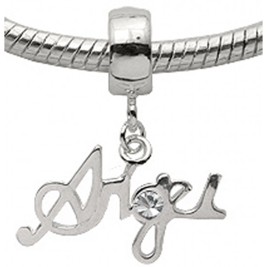 Silver Angel Charm with CZ  Crystals for Pandora Bracelets or Necklace