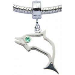 Silver Dolphin Charm with CZ  Crystals- Fits All Pandora Bracelets